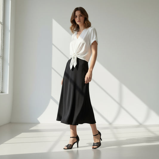 Pair of black leather NUPTA kitten heel sandals with detailed stitching and gold buckle on marble floor