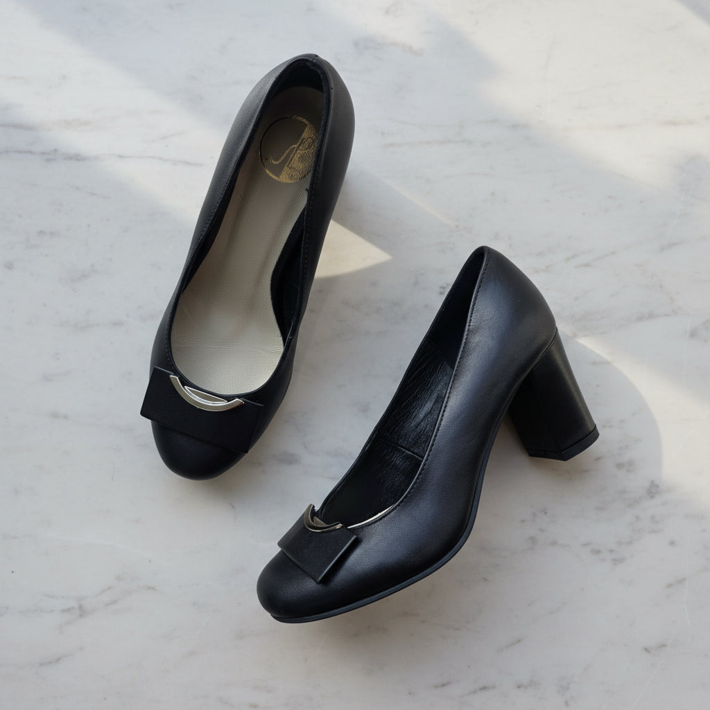 Glamorous Court Black Heels GLAM Black Leather Court Pumps Petite