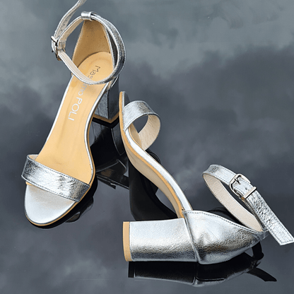 Silver leather petite wedding sandals