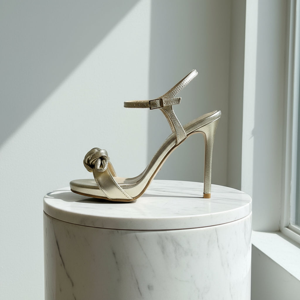 Petite gold leather high heels