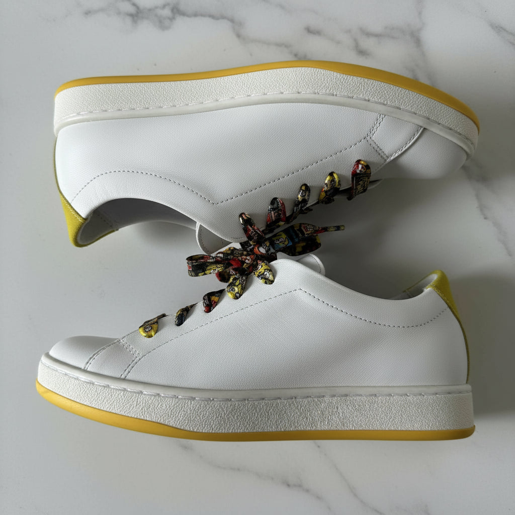 Simpsons inspired white leather sneakers