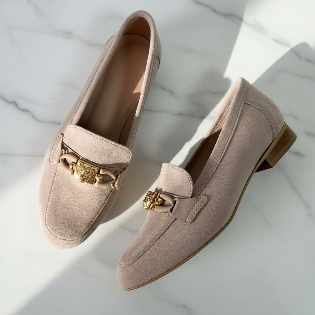 JULIA Beige Suede Loafers