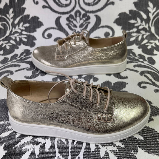 Gold leather petite sneakers for women