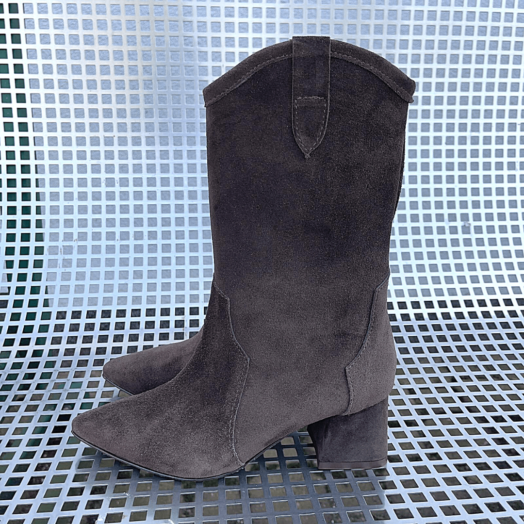 Brown suede leather ladies western boots
