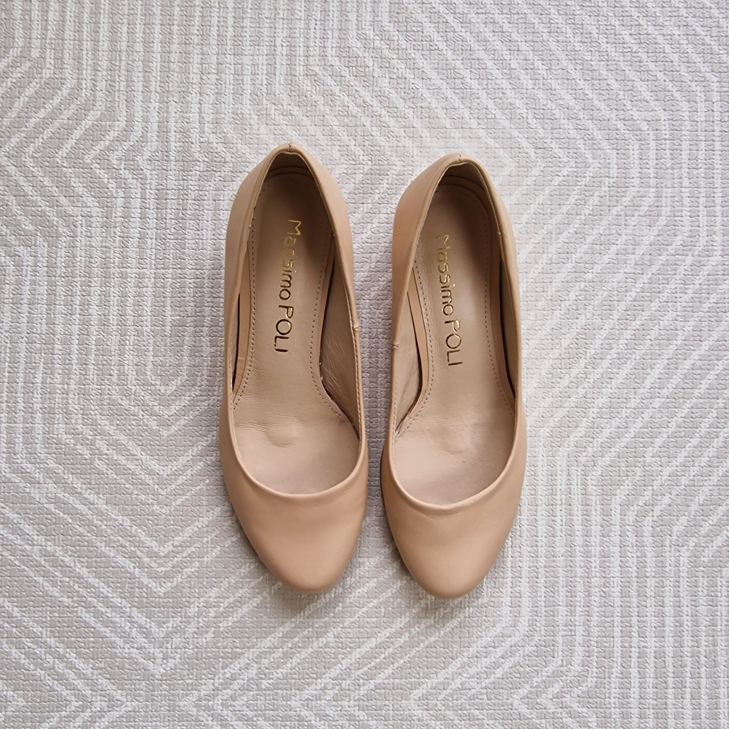Nude leather petite court shoes