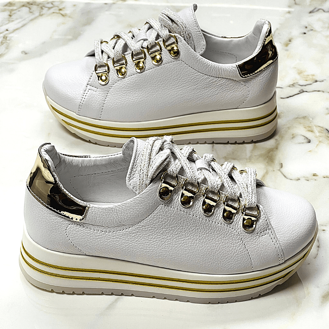 Petite sneaker shoes in white leather