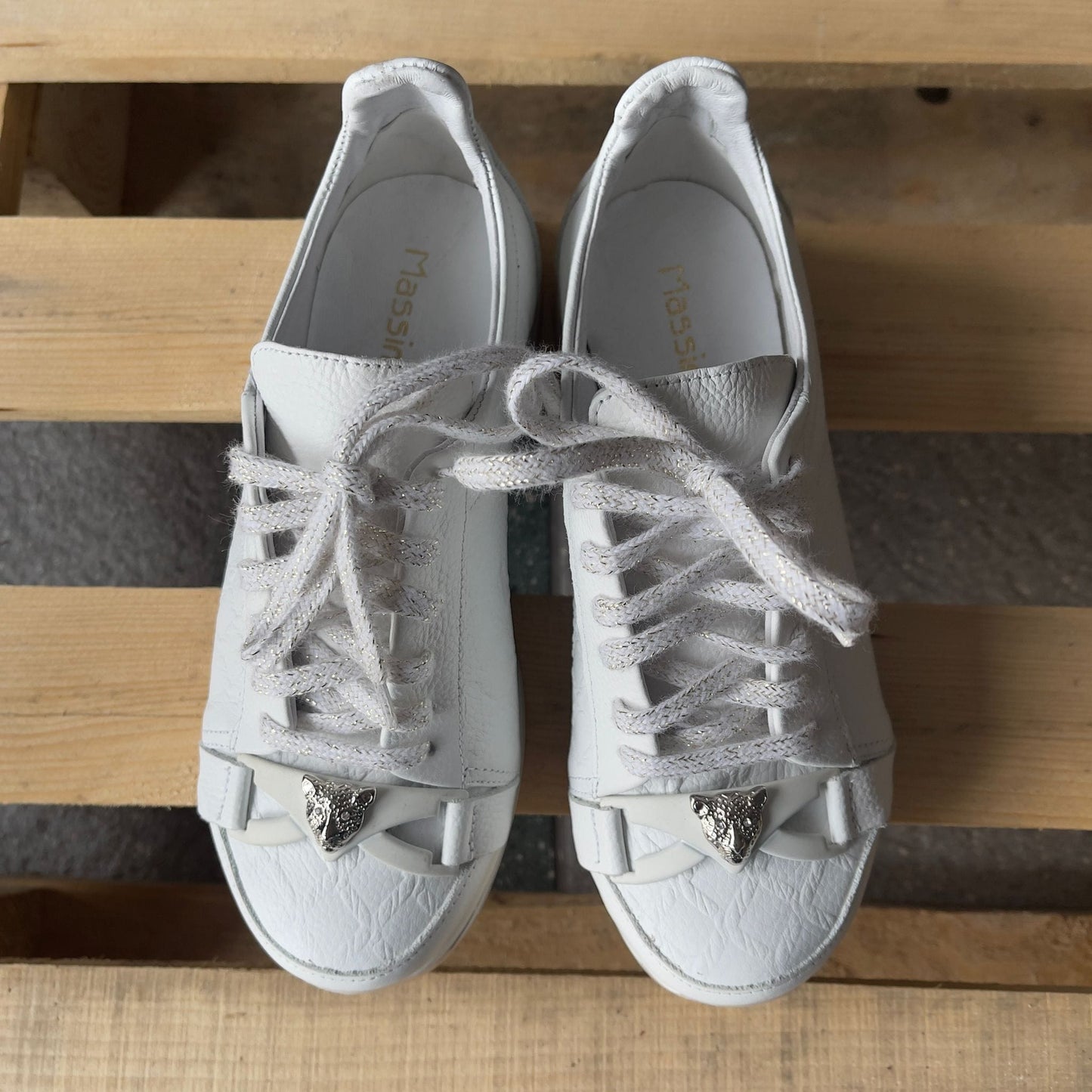 Petite platform sneakers in white leather set on a chunky sole