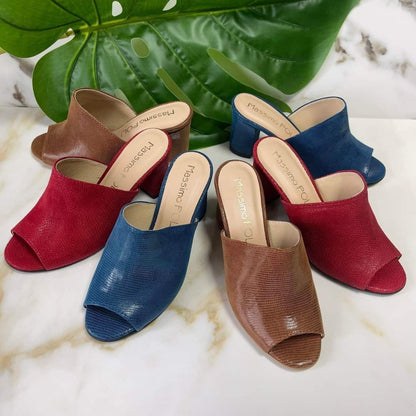 Small size multi colour slip on mule heels
