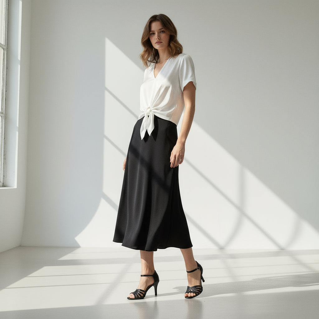 Pair of black leather NUPTA kitten heel sandals with detailed stitching and gold buckle on marble floor