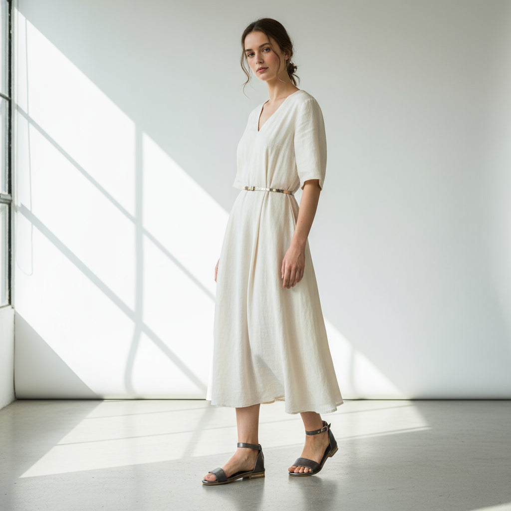 Pair of metallic high-heeled sandals on a light background