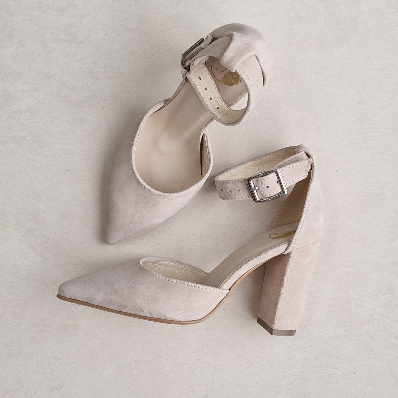 Ivory suede petite wedding heels