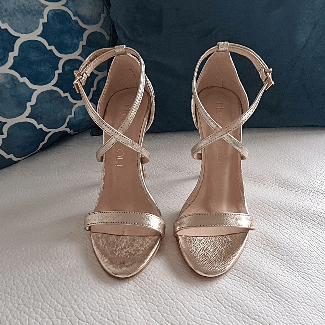 Petite gold leather strap sandals
