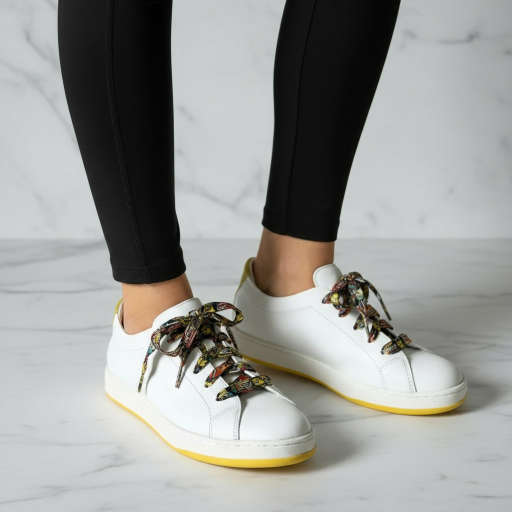 RUMI petite leather sneakers with 2cm platform, leather lining, and Simpson motif laces