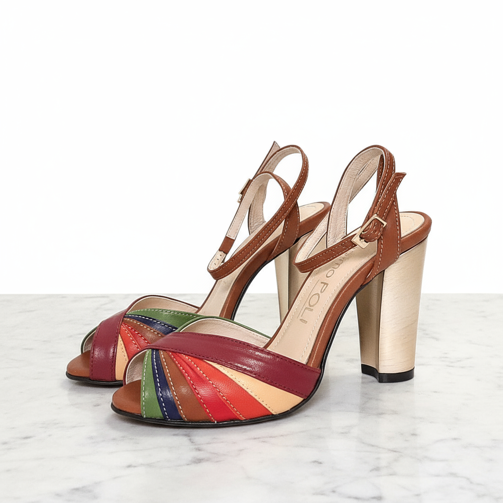 JUNE Multicolour High Heels Block Heel Petite Sandals