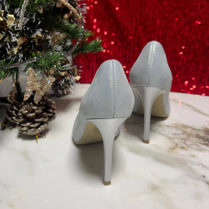 Pearlescent leather petite court heels