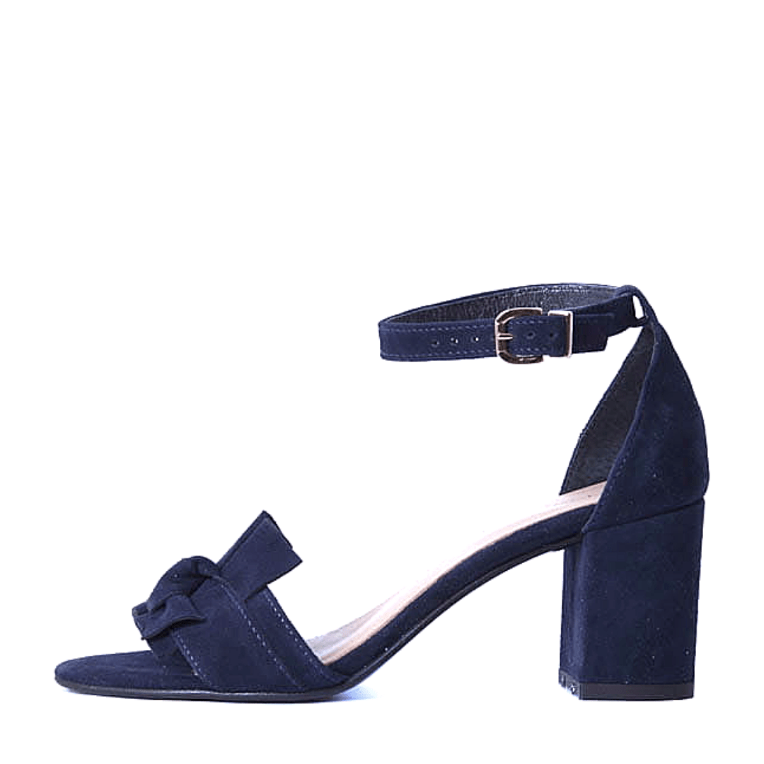 Petite size ankle strap sandals in navy suede