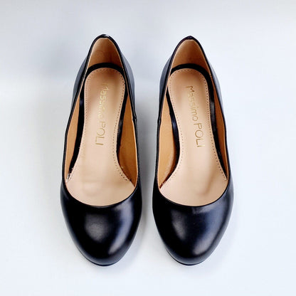 Kitten heel court shoes in black leather