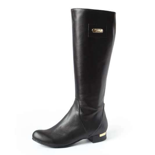 Knee high black leather boots in small size