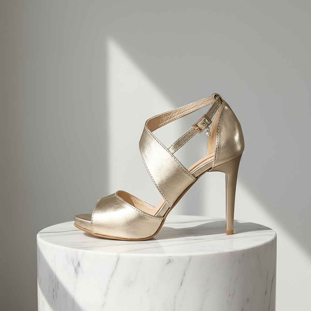 EVELYN Gold Wedding Heels