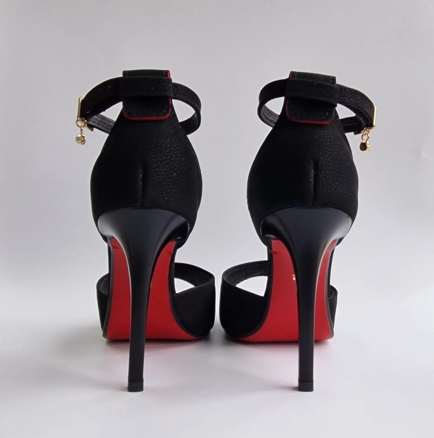 Open toe platform court heels in black suede