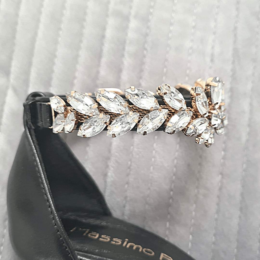 Crystal brooch on an ankle strap