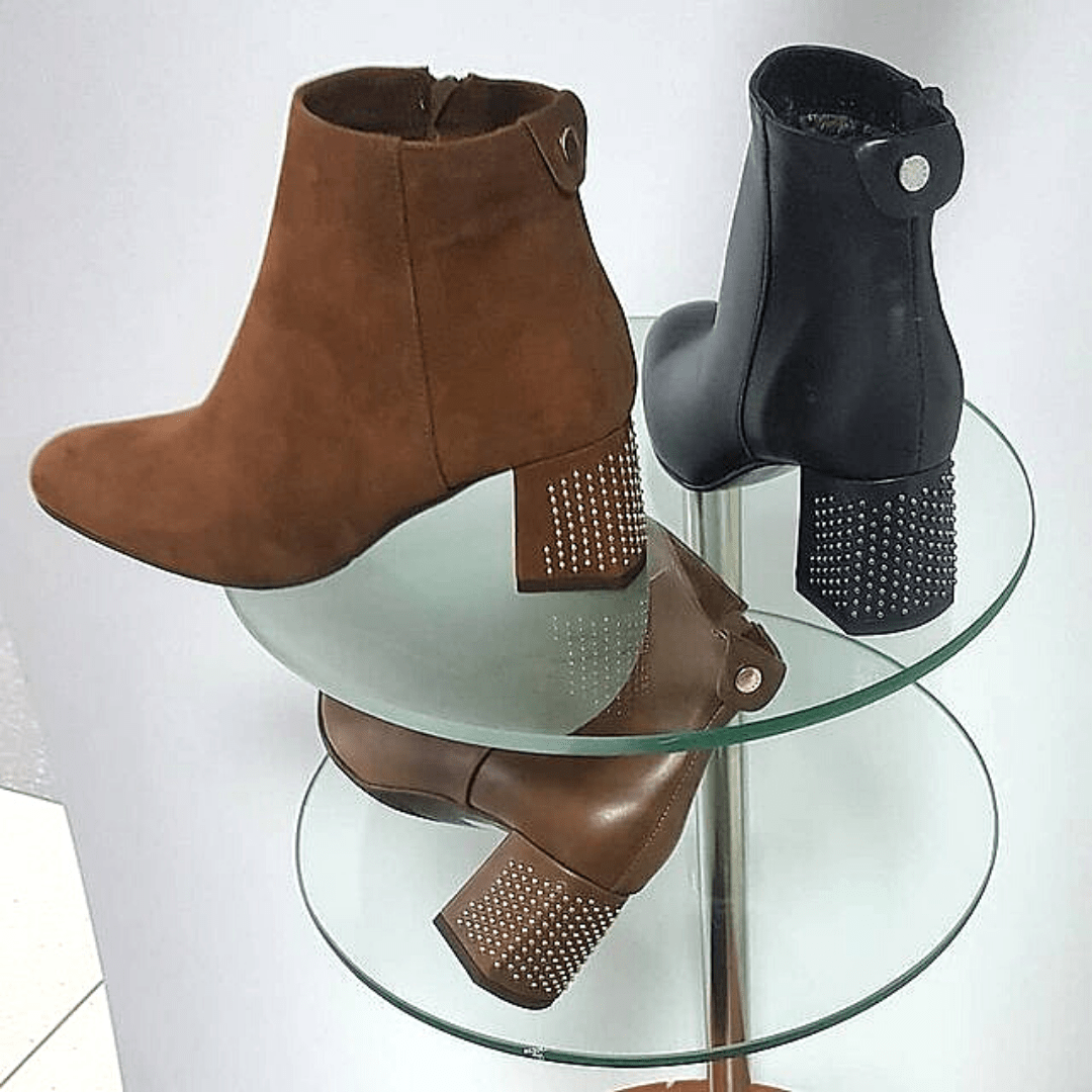 Collection of petite ladies ankle boots in brown, tan and black leather