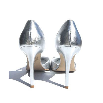 High heel court shoes in silver leather