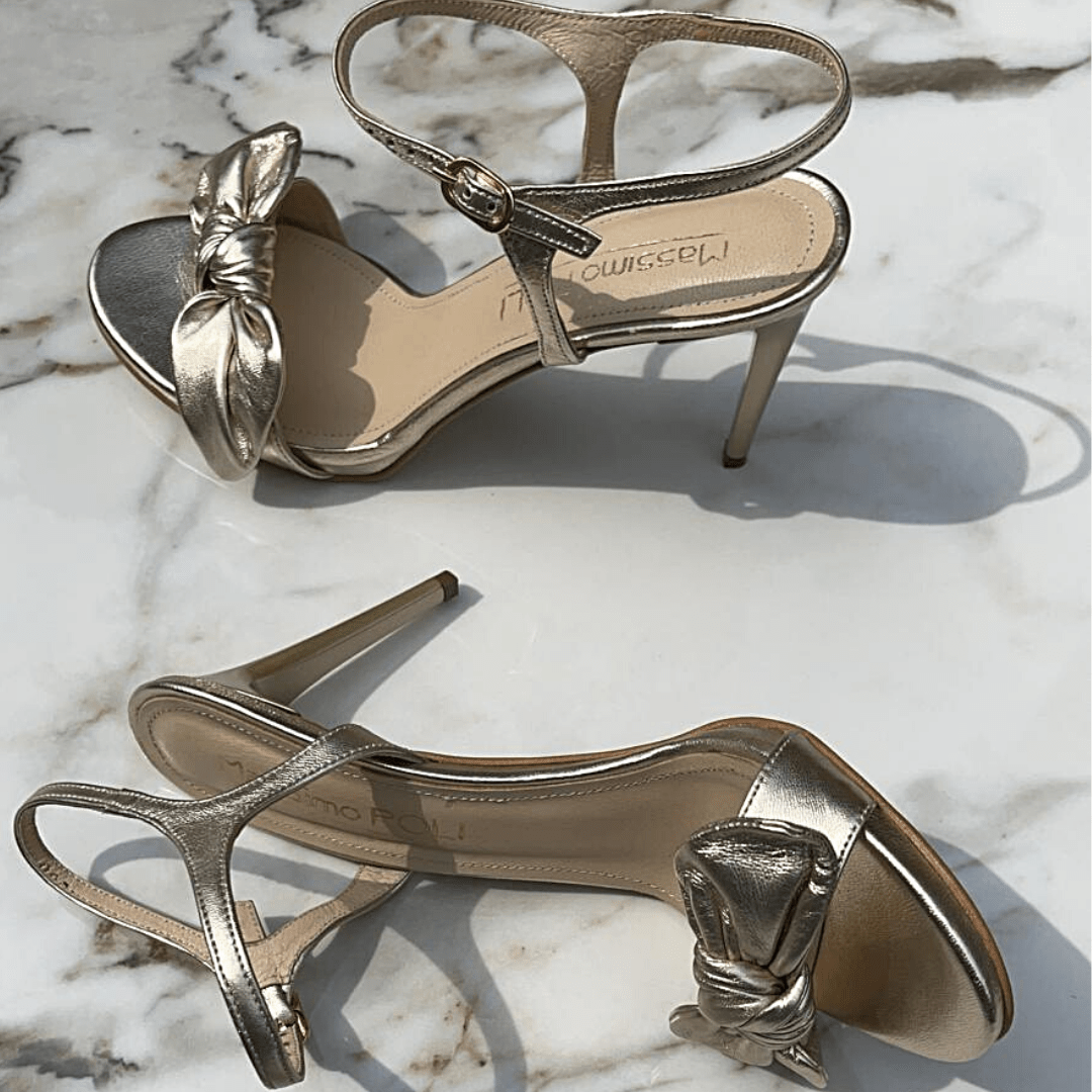 Gold leather wedding sandals