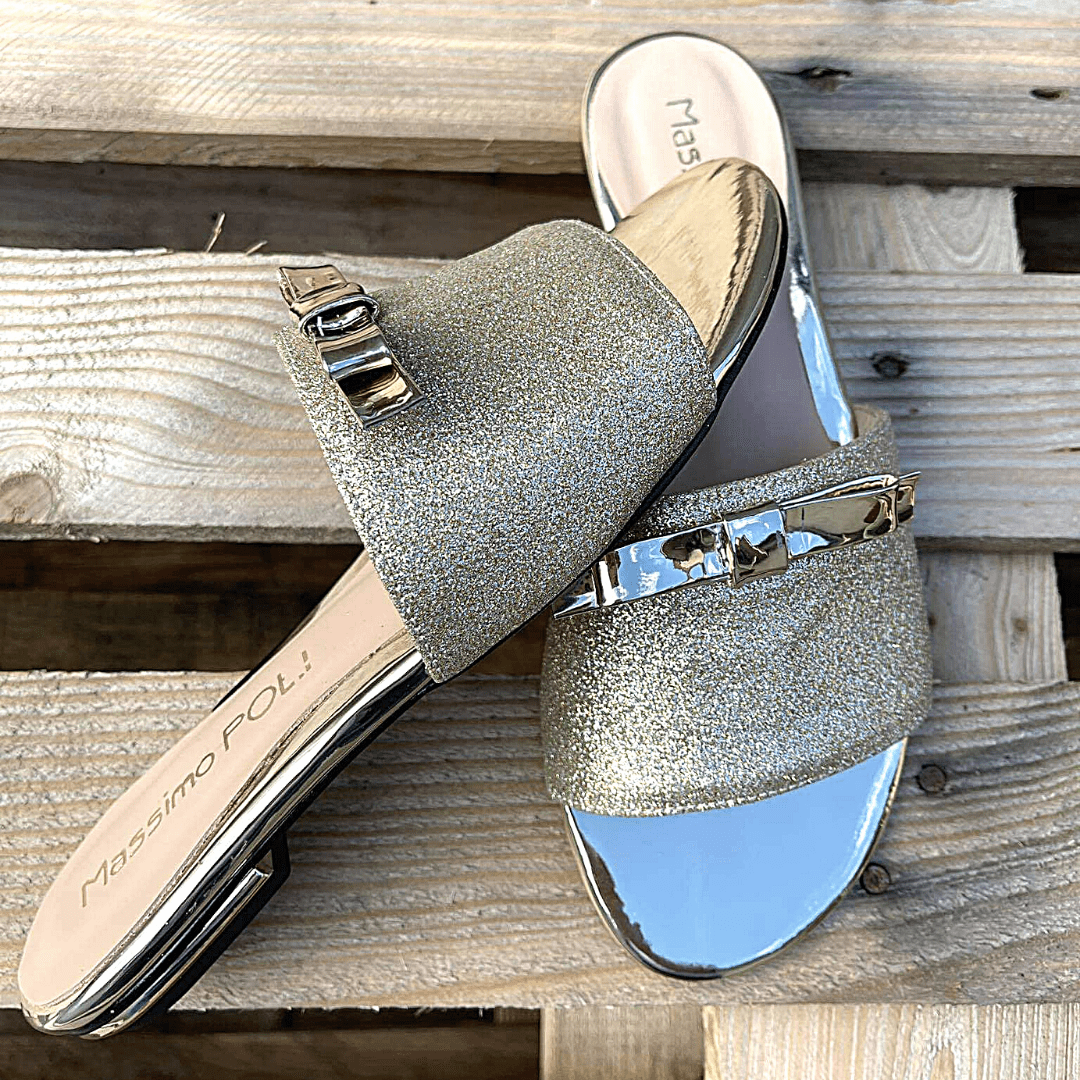 Gold glitter petite sandals