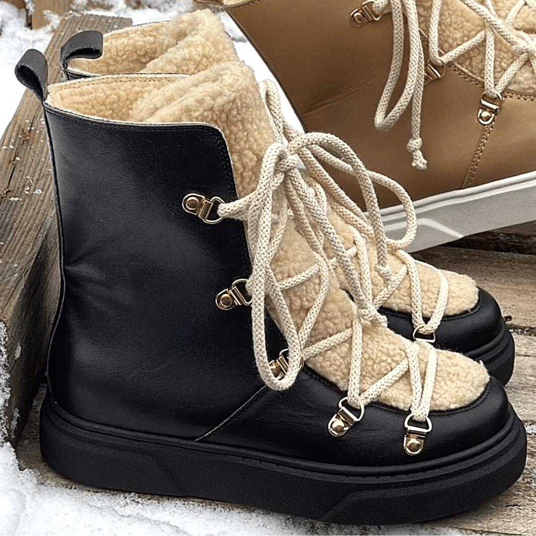 Back leather lace up stomper boots