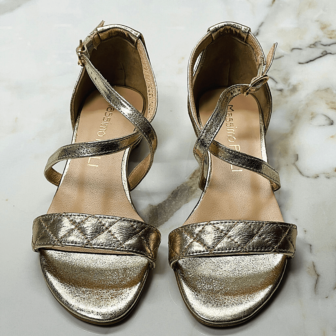 Petite gold leather flat sandals
