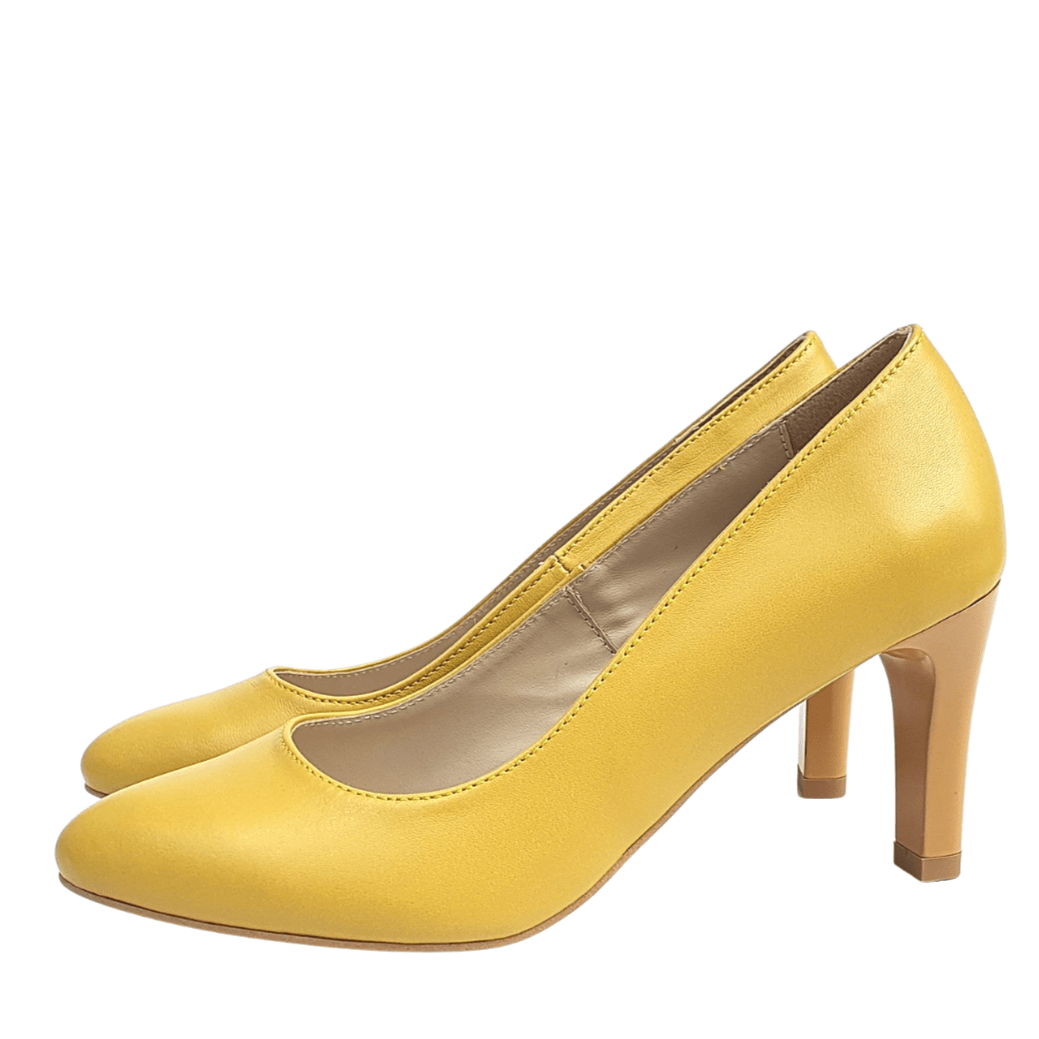 Yellow kitten heels