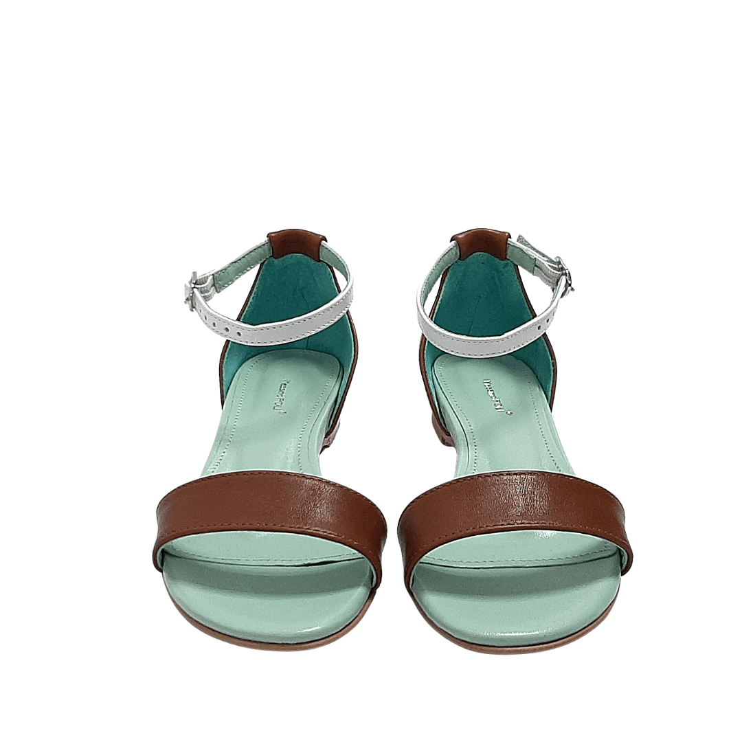 Mint and tan leather summer sandals