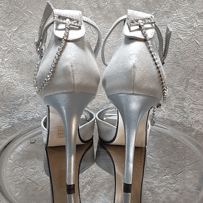 High heel platform sandals in silver leather