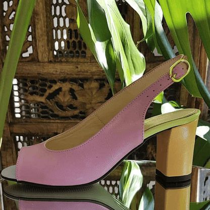 Summer colour slingback shoes