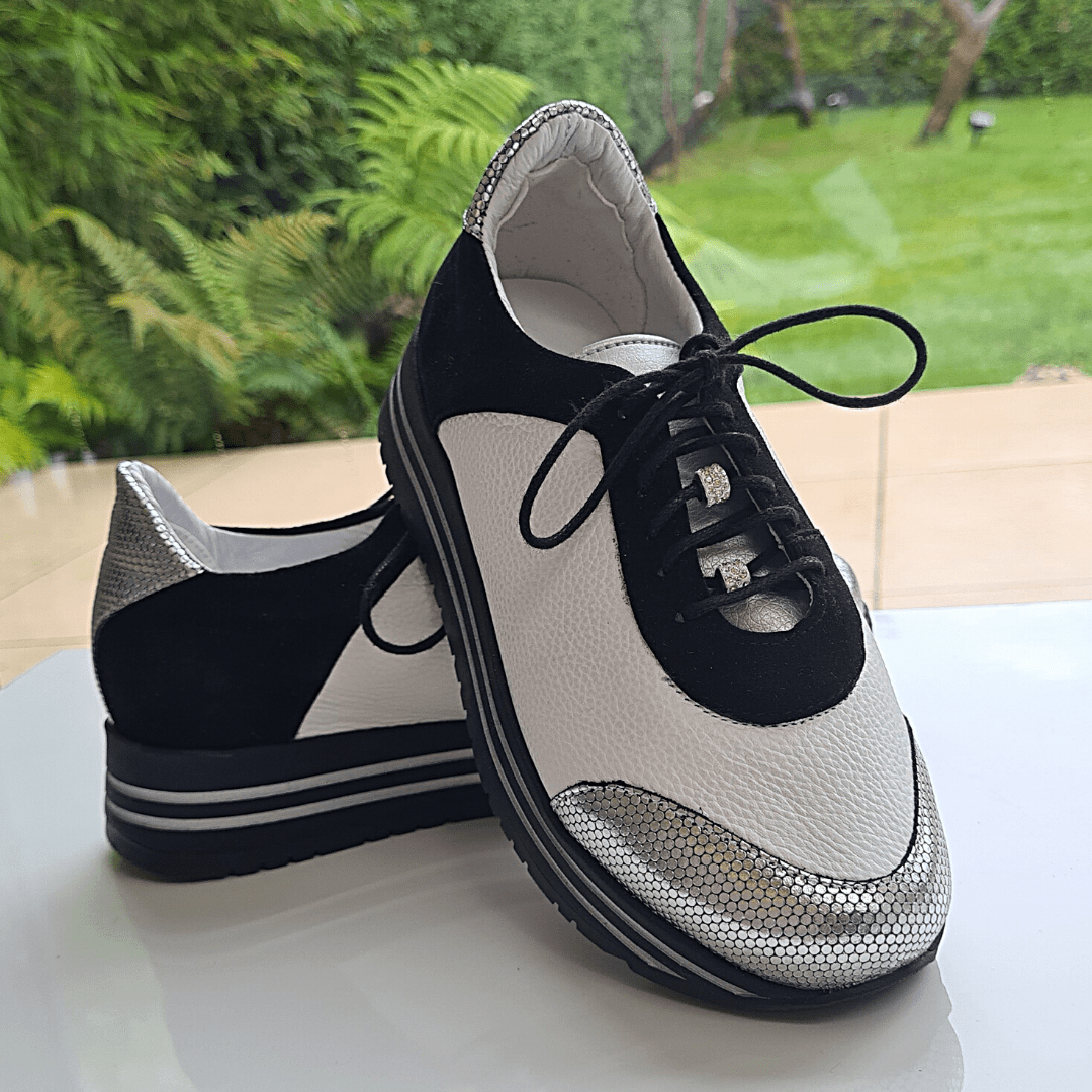 Petite size black and white ladies sneakers