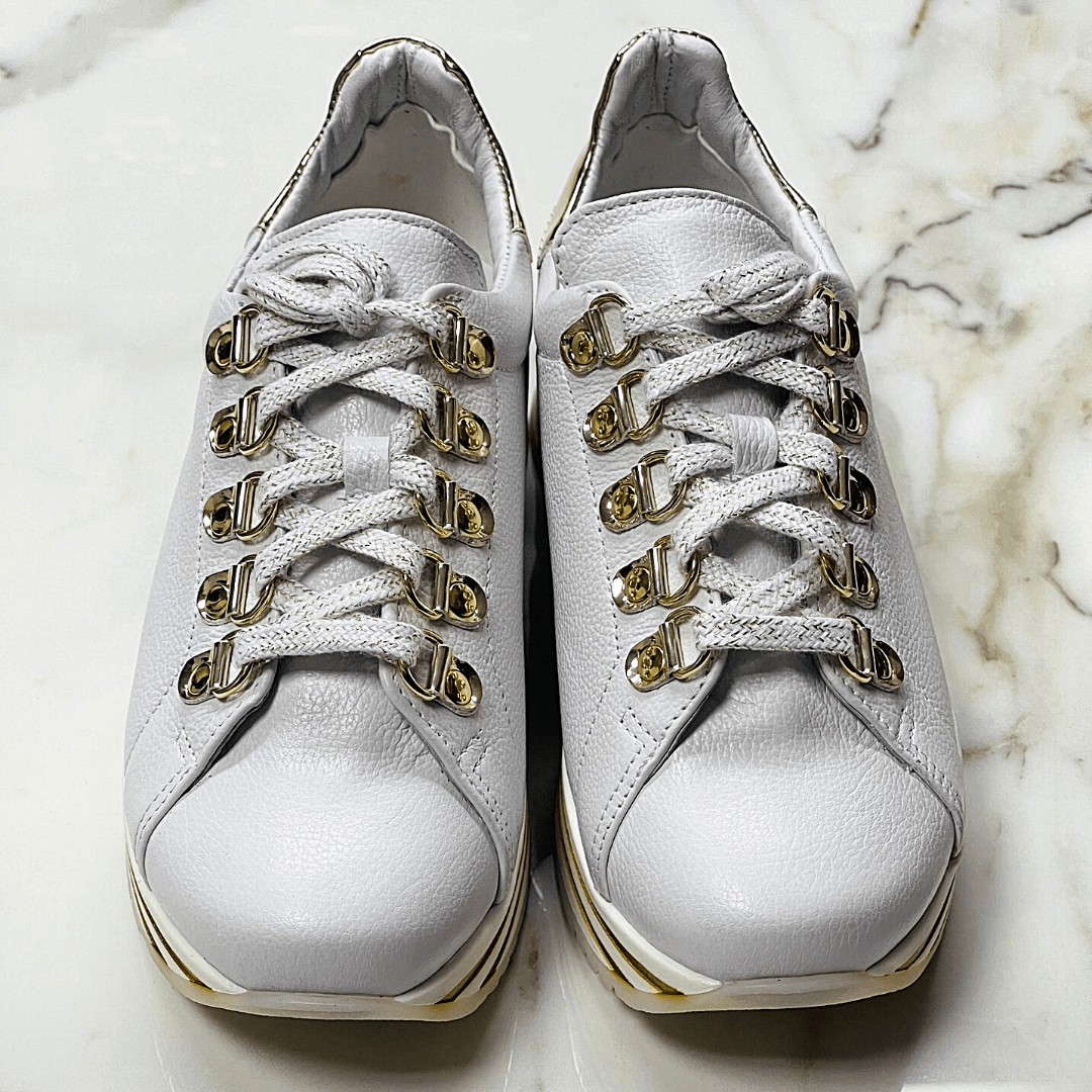 Petite sneaker shoes in white leather