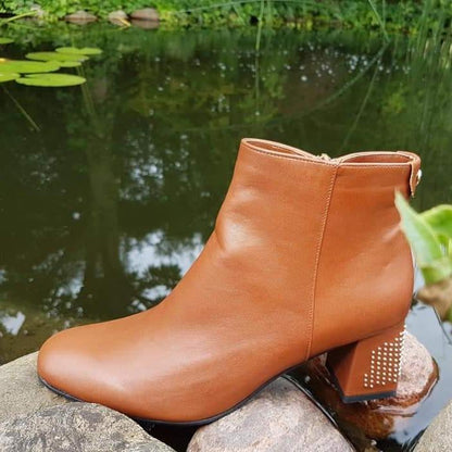 Petite ankle boots in tan leather