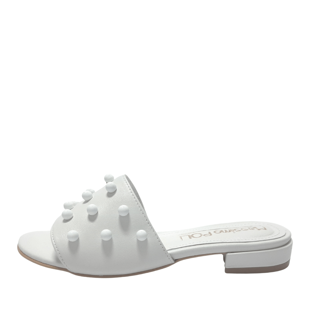 White leather mules in petite size