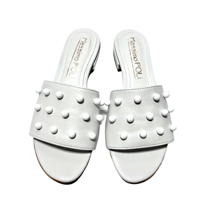 White leather sliders 
