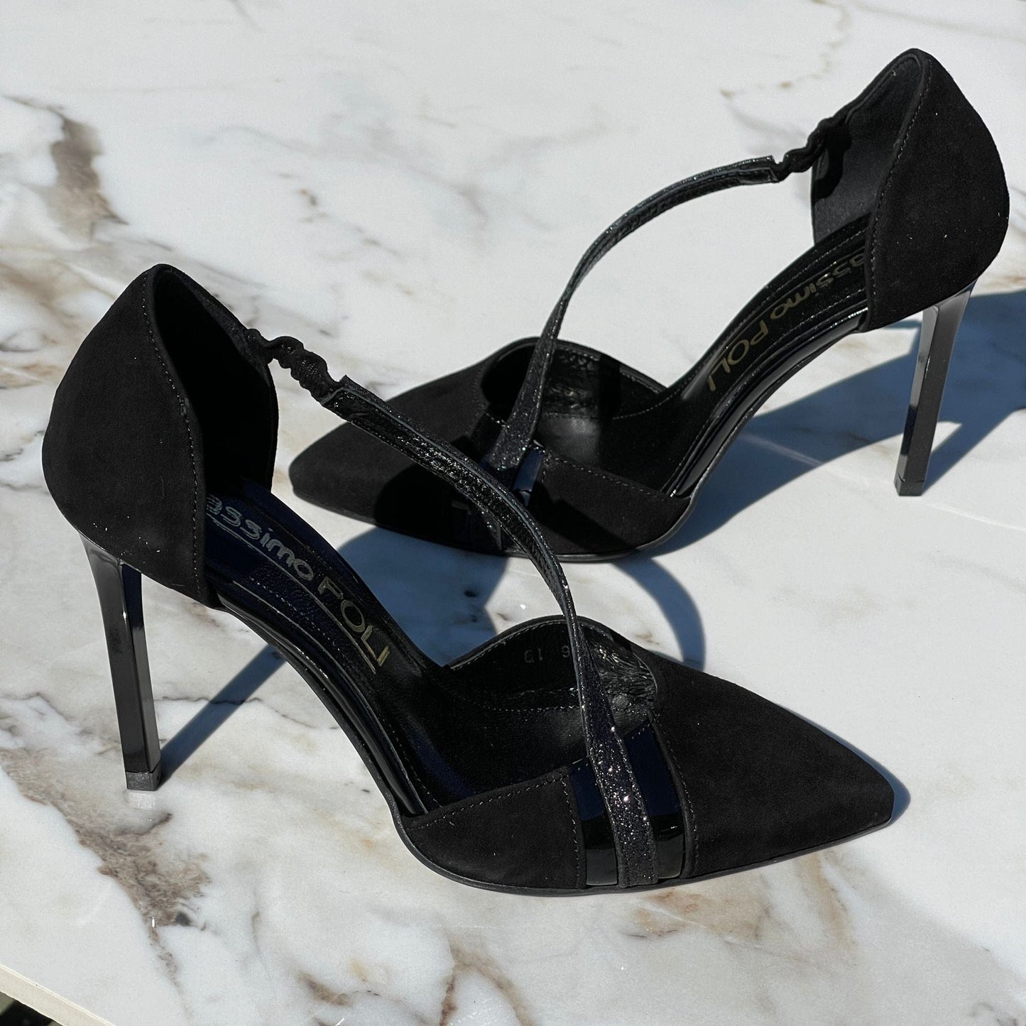 Petite size black suede court heels