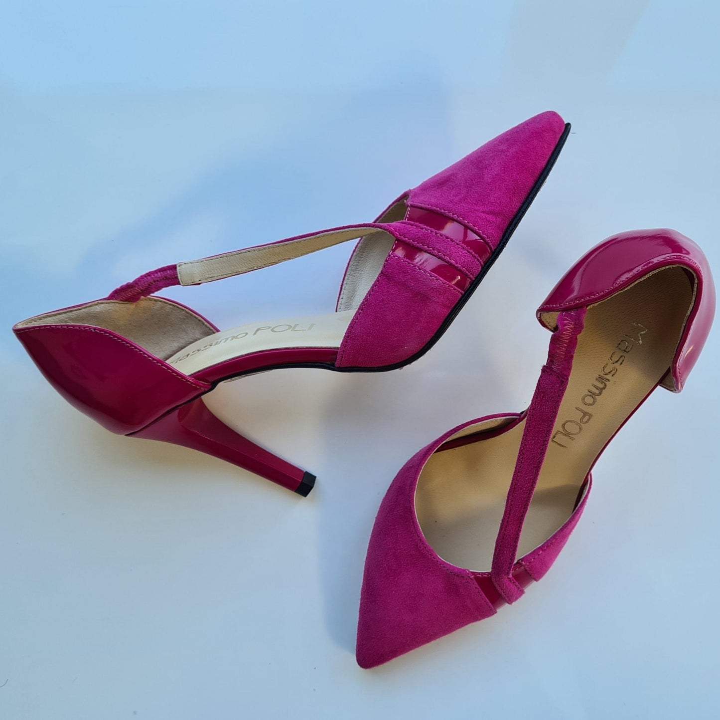 Small size court heels in pink suede leather