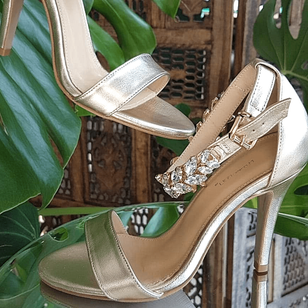 Petite size gold leather sandals