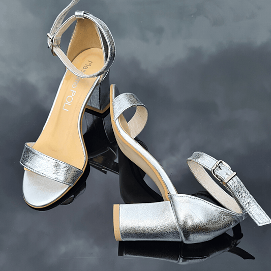 Silver leather petite wedding sandals