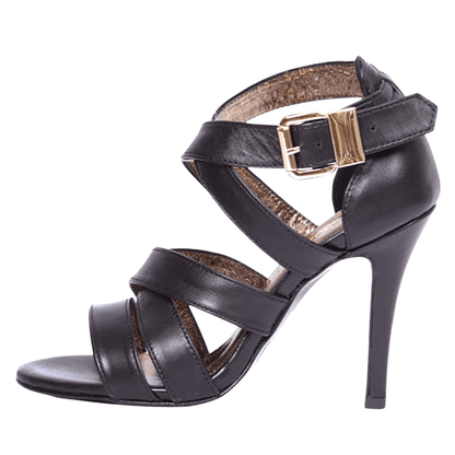 Gladiator heels in black leather