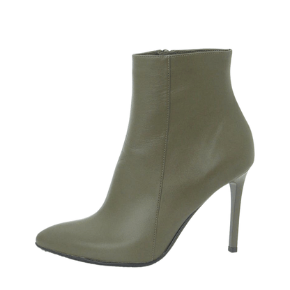 Green leather ankle boots