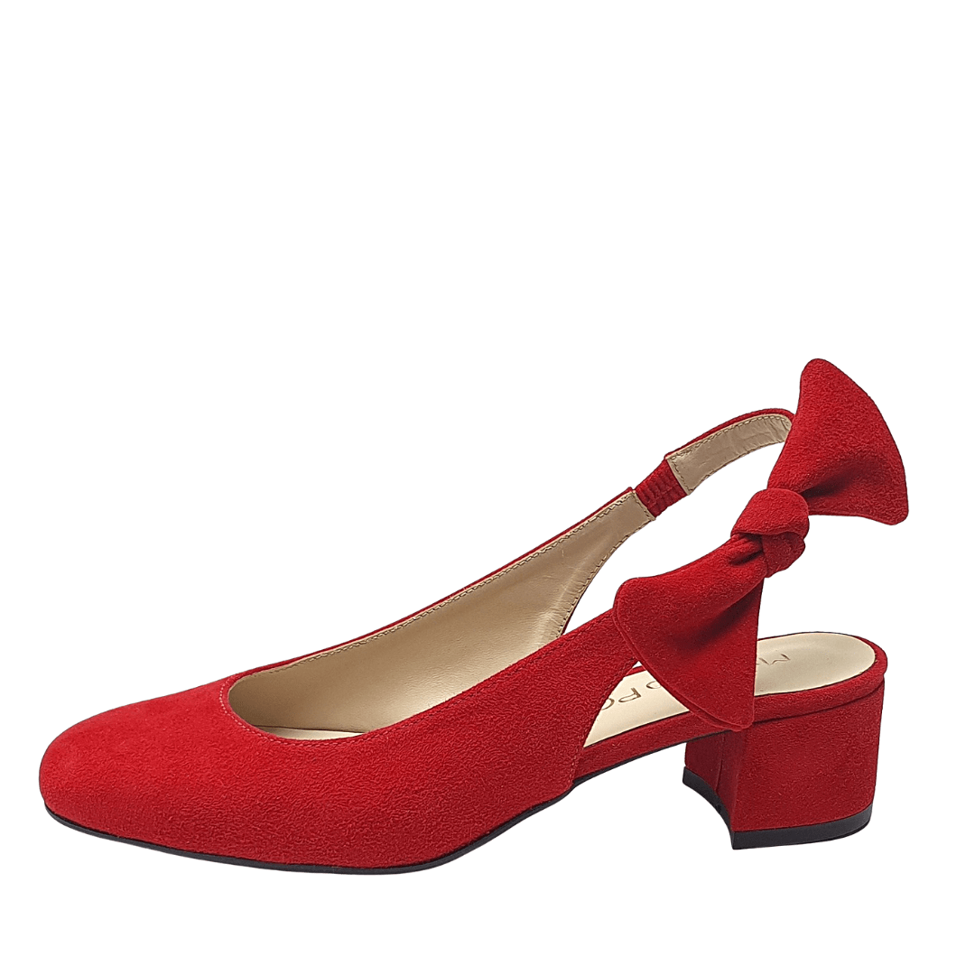 Red suede petite slingback shoes