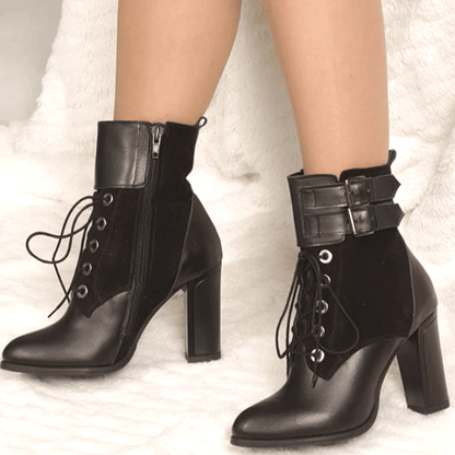 Black leather ankle boots