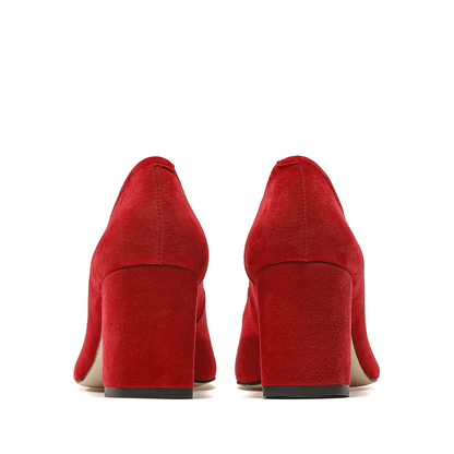 Block heel red court shoes