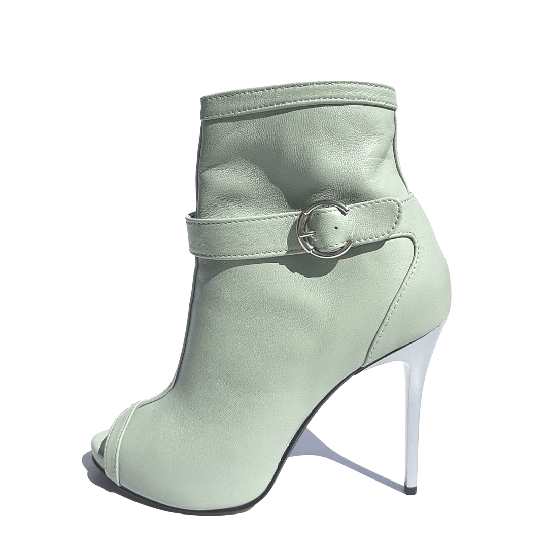 High heel platform boots in mint leather
